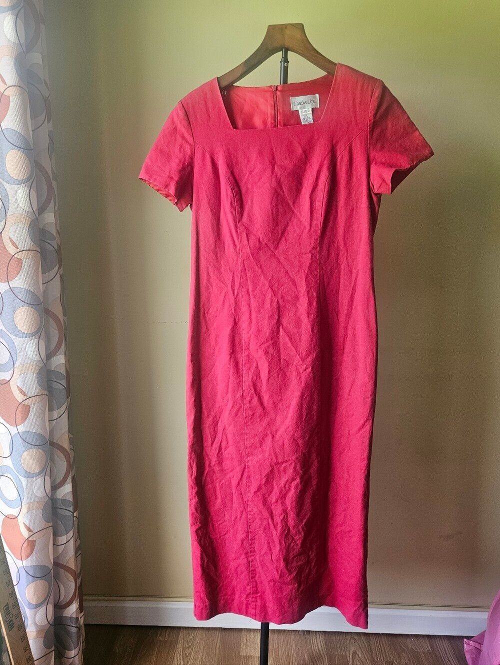 Chadwicks Red Linen Blend Square-Neck Maxi Dress Size 8